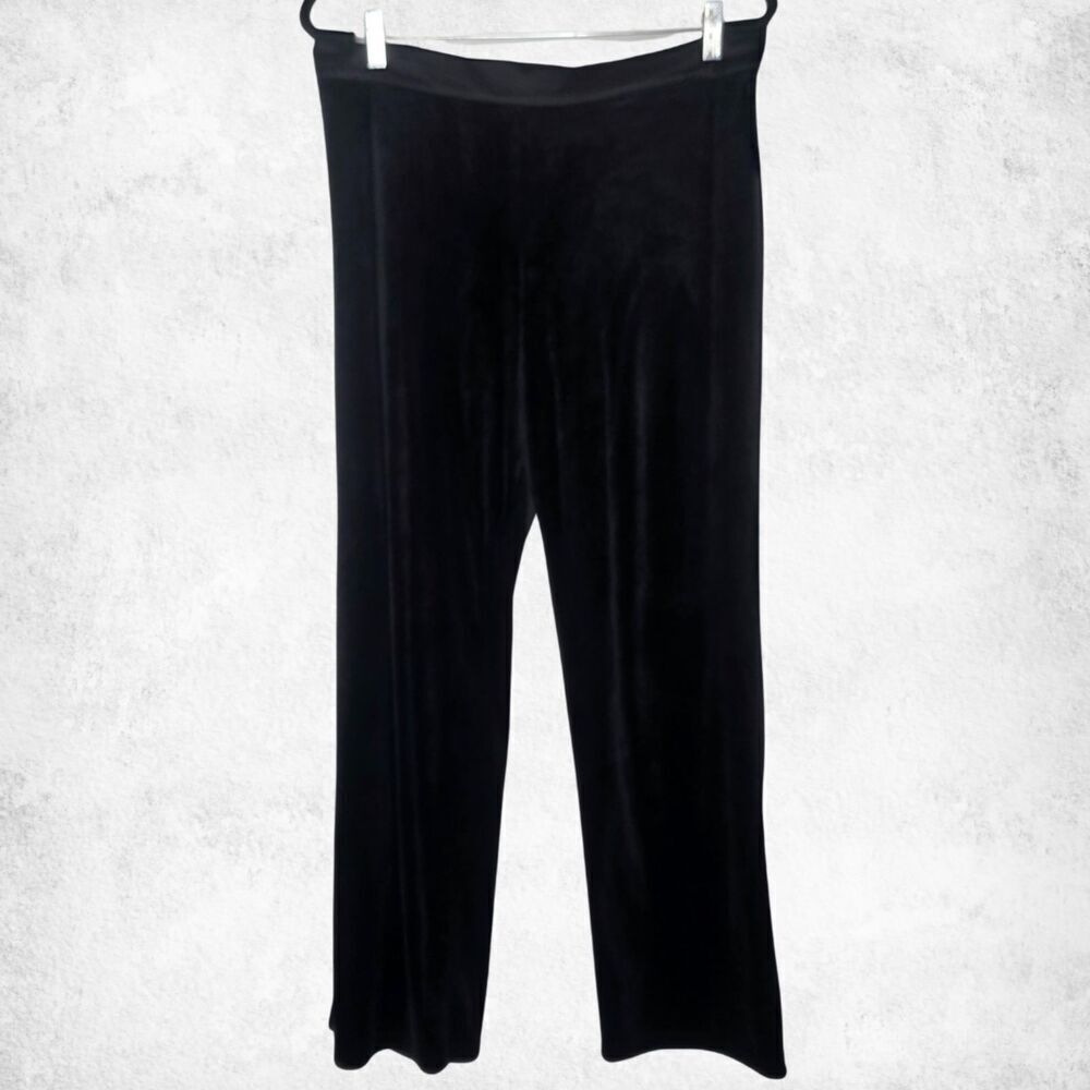 Black Velvet Pants Medium Soft Stretch Lounge Trousers Lux Goth Glam Essential